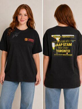 Signed Toronto Reds Music Jaap Stam Graphic T-Shirt Size L Black Soccer Manchest